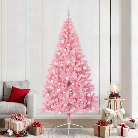 vidaXL Künstlicher vorbeleuchteter Weihnachtsbaum Rosa 240 cm PVC (1/5)