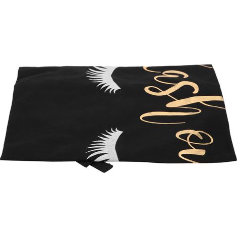 Tablier de cuisine en coton noir motif cils dorés, sangle cou réglable et liens taille longs, protection efficace contre les taches d'huile pour maison et café (1/5)