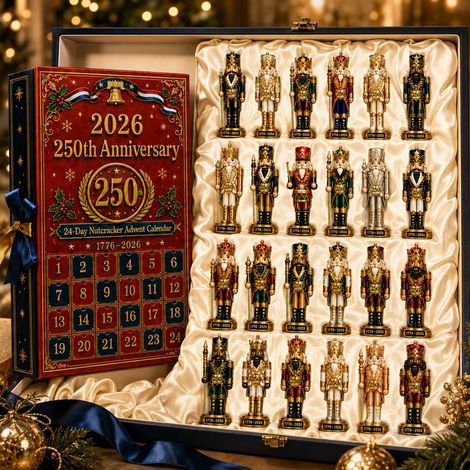 Adventskalender 2026 – 24-teilig – rot-dunkelblau – Acryl – 28 x 20 cm – Nussknacker-Weihnachtsbaumschmuck – Christbaumschmuck – geeignet als Weihnachtsgeschenk und zur Dekoration (1/2)