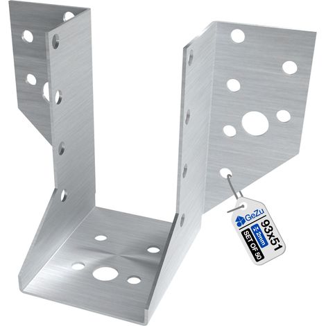 Lot de 50 Sabots de charpente 51 x 93 mm – Galvanisé – Ailes extérieures – Sabots de poutre – Connecteurs de suspension pour poutres bois – Support robuste pour charpente et pergola – GeZu Impex