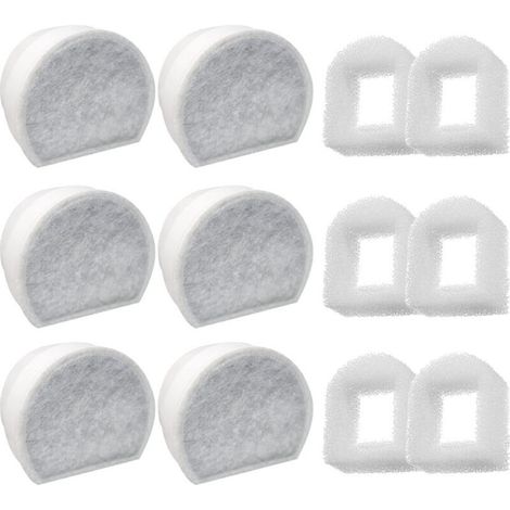 Lot de 12 Préfiltres en Mousse et Filtre à Carbone Compatible avec PetSafe Drinkwell Fountain INOX 360 Avalon Pagoda Seascape et Sedona Fontaines, Filtre pour Fontaine à Eau Chat Chien (1/5)