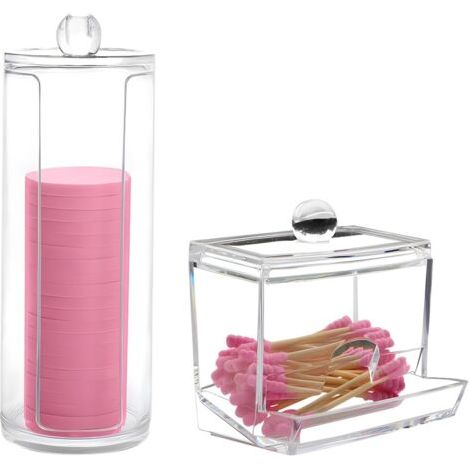 CAILI Boite à Coton Tiges Holder Box ,Boîte de Rangement Maquillage Cosmétique,Boîte de Coton-tige Transparente, Boîte de Rangement Cosmétique(2 Pcs) (1/5)