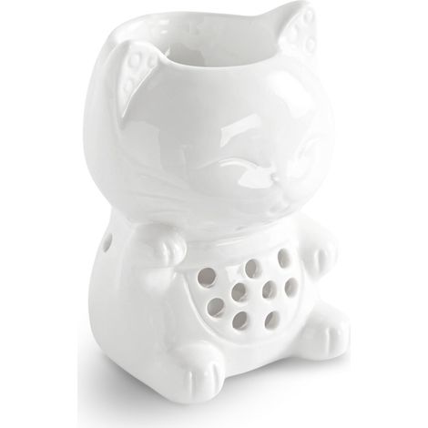 Brûle-Parfum Céramy - Objet Artisanal Porte-Bonheur Multifonction - Aromathérapie Facile - Brûleur Fondant parfumé - Déco Chat Maneki-Neko - Figurine Animale - 40 ML - H 12,5 cm (1/5)