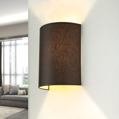 Wandleuchte ALICE in Braun Stoff Schirm modern 1xE27