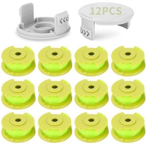 12 Pack Replacement Trimmer Line Spools for Ryobi One+, Ø2mm & 3.4m Spool, AC80RL3/AC14HCA Trimmer Line Replacement and Protective Cap (12 Trimmer Line Spools) (1/5)