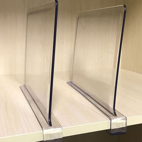 2 pièces Séparateurs d'étagère pour placards, séparateur d'étagère en acrylique transparent pour étagères en bois et organisateur de vêtements/séparateurs de sacs à main parfaits (1/5)