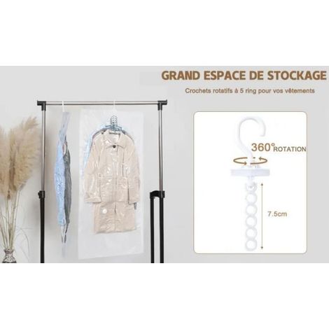 4PCS Sacs de Rangement sous Vide Suspendus pour vêtements 135x70cm et 105x70cm Housse sous Vide pour costumes manteaux vestes (1/4)