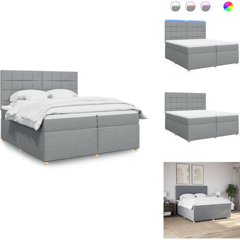 Sommier à lattes de lit avec matelas Gris clair 200x200cm Tissu - Sommier À Lattes De Lit - Sommiers À Lattes De Lit - Lit - Meuble De Chambre À Coucher (1/5)