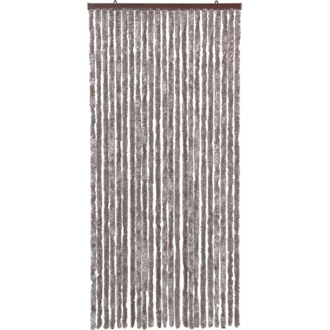Tenda in Ciniglia Per Porta Ingresso ProteggiSole Antimosche Lavabile Regolabile Tortora - 120x230 cm