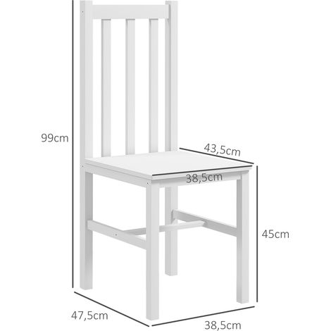 Sillas de comedor blancas de madera de pino, juego de 2 (1/5)
