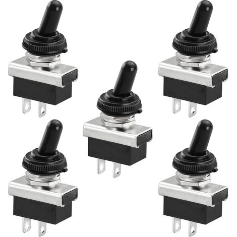 Metal Interrupteur À Bascule Flip 12V 25A SPST On/Off 2 Position 2 Broches Pour Voiture Dash Light Avec Capuchon Imperméable À L'eau (5) (1/5)