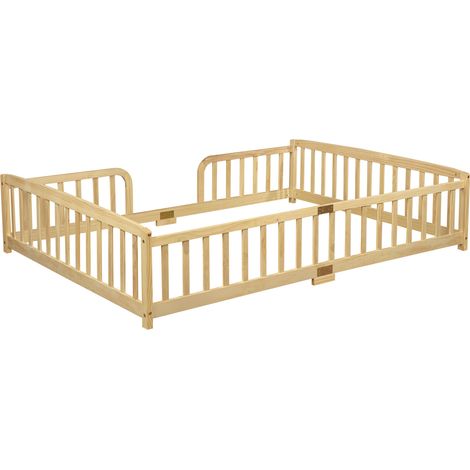 Cama baja 140 x 200 cm con barreras de seguridad, pino natural, HOMVRA (1/5)