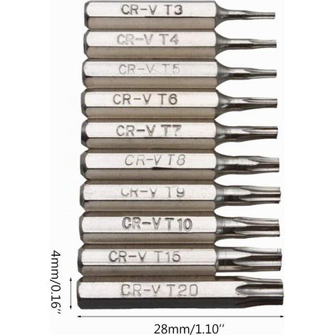 10 pièces Tournevis Torx Ensemble de Bits T3 T4 T5 T6 T7 T8 T9 T10 T15 T20 Embout de réparation Mobile Fleurs de Prunier tête de réparation (1/5)