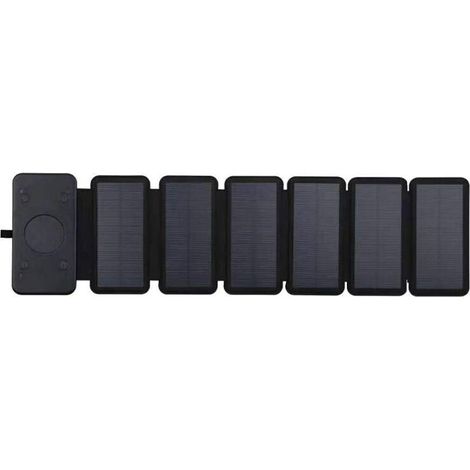 Chargeur solaire portable pliable de 12 W pour l'extérieur, avec panneaux et sortie USB pour smartphones. (1/5)
