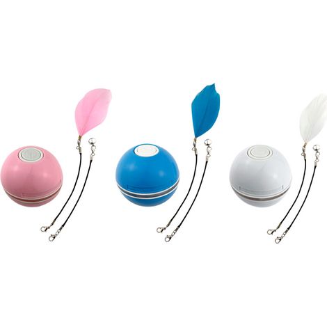 Jouet de chat interactif Balles de chat avec lumières LED, 360 degrés de rotation automatique, charge USB, Bleu