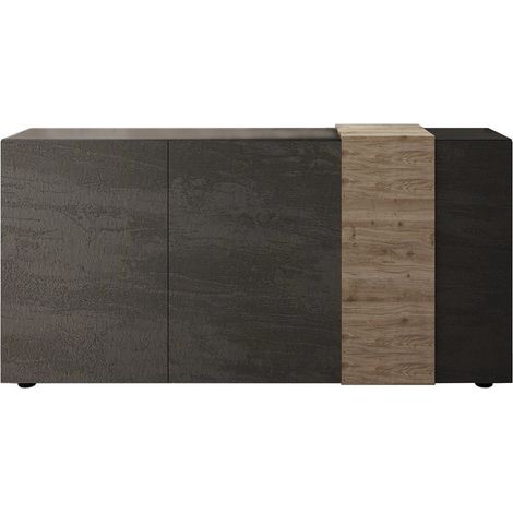 Buffet - VENEZIA - 3 portes - Gris titan mat / Chene Cadiz - 181 x 44 x 84 cm (1/5)