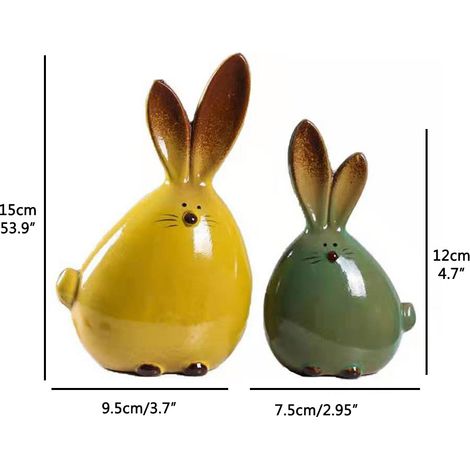 Figurines de lapins en céramique, décoration de Pâques, lapin aux longues oreilles, poupée de bureau, décoration pour la maison ou le bureau.