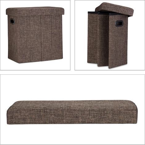 Sgabello panca panca pouf contenitore pieghevole 50 litri marrone 1300027764