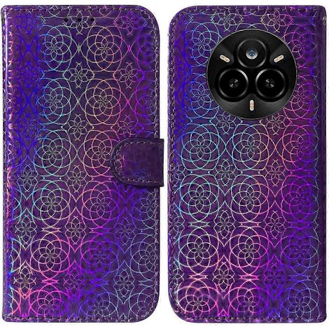 Étui de protection en cuir gris à motif floral stylisé pour Realme 14 Pro 5G (1/5)
