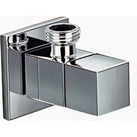 Quarter Turn ½ Inch Angle Shut Off Valve Douche Tap Outlet with Flange Chrome Plated Brass Bidet Spray Accessory - Square Design