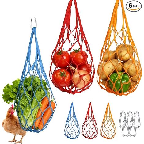 filets de nourriture à suspendre poulet légumes crochets accessoires poules sac nylon jouet canards oies oiseaux (1/5)