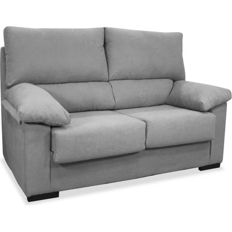 Sofá dos plazas Rubén tapizado gris, 140cm(Ancho) 81cm(Fondo) 100cm(Alto)