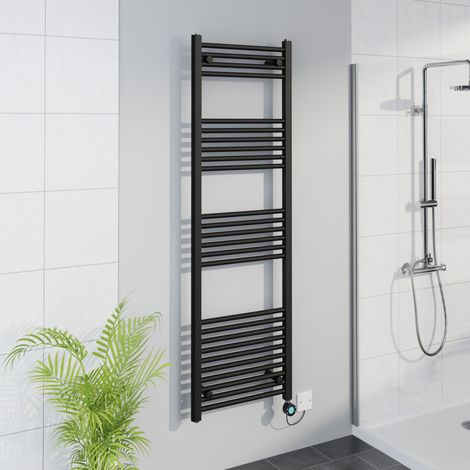 WiFi Thermostatic Straight Towel Rail Timer Black 1600x500mm