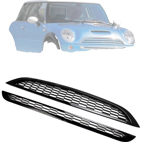 Waben-Mesh-Grill, passt für MINI R50/R52/R53 2002-2006, Kunststoffmaterial, vordere obere und untere Platzierung, direkter Ersatz, glänzend schwarz (1/5)