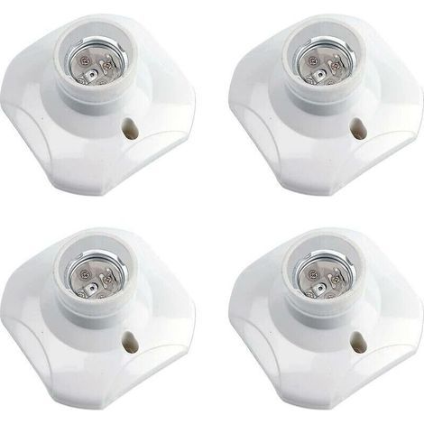 Douille plafond E27 en plastique blanc, lot de 4 pour ampoules LED, compatible 220–240 V, idéale garage et mur (1/5)