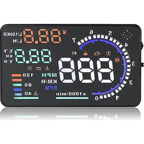 Affichage tête haute (HUD) pour voiture, projecteur OBD2, compteur de vitesse, détecteur de voiture, consommation de carburant (1/5)