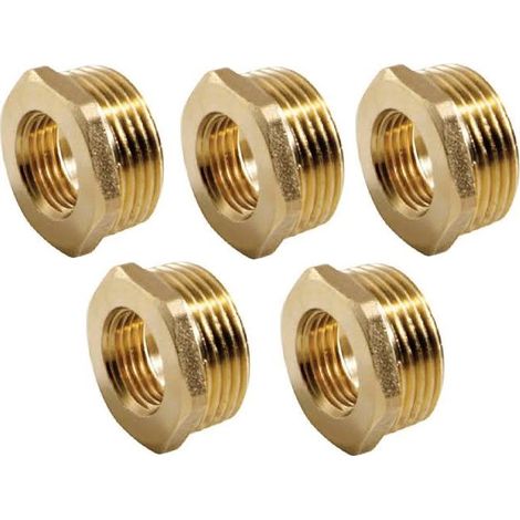 Lot de 5 Écrou en laiton 1'' x 1/2'' Accessoire en laiton Aenor Réducteur fileté en laiton Ecrou réduit en laiton Air, Eau