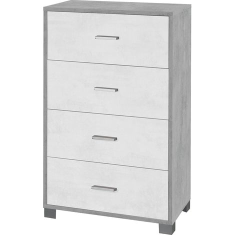 Mobile 4 Cassetti 70x112x41 cm Cemento/Ossido Bianco (1/2)