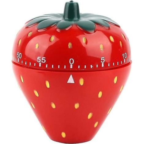 Minuterie de cuisine en forme de fraise, minuterie de cuisine de 60 minutes, rappel de temps mécanique (1/3)