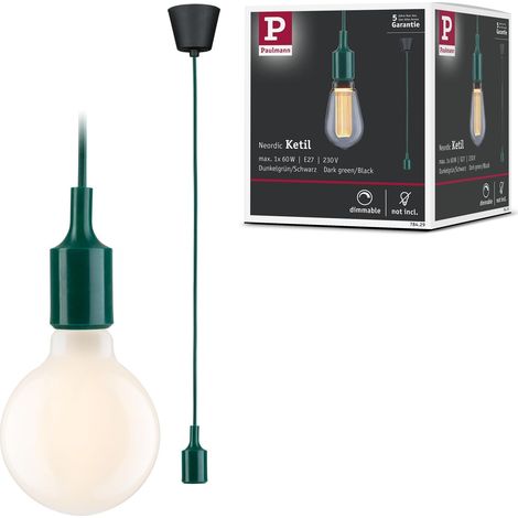 78429 luminaire en suspension Neordic luminaire suspendu Ketil sans ampoule max. 60W luminaire suspendu vert, Noir Silicone, plastique E27 (1/5)