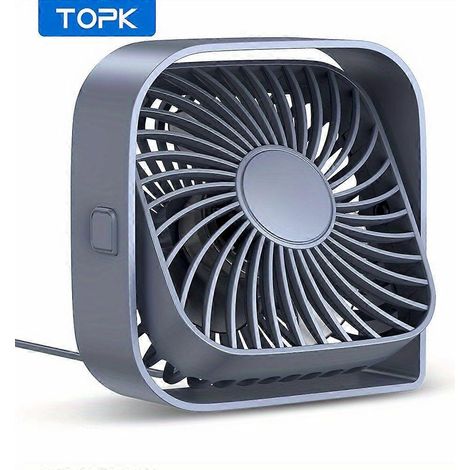 Ventilador de escritorio USB compacto con 3 velocidades y funcionamiento silencioso de 360°, ligero y portátil para refrigeración en el hogar, la oficina, el dormitorio y para viajes. (1/5)