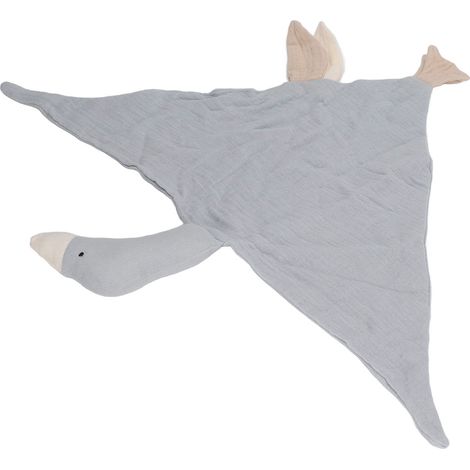 Weiche Babydecke in Form einer Gans, aus weicher und atmungsaktiver Baumwolle, bezaubernd für Neugeborene, in einem graubraunen Farbton. (1/5)