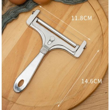 Coupe fromage en tranches en aluminium avec rouleau et fil de coupe, trancheur à fromage, portionneuse à fromage, ustensile de cuisine, Aluminium, Gris, 14.6 cm
