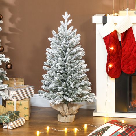 Mini sapin de Noël artificiel 90 cm avec neige - revêtement en lin à base de ciment 486 Peaks - Moderne (1/5)