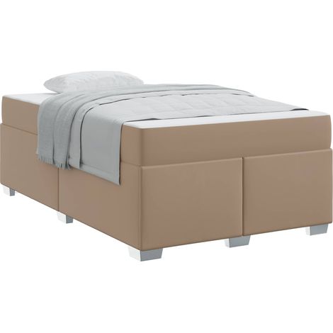 Lit double Lit adulte Cadre de lit avec matelas Cappuccino 120 x 190 cm tissu (1/5)