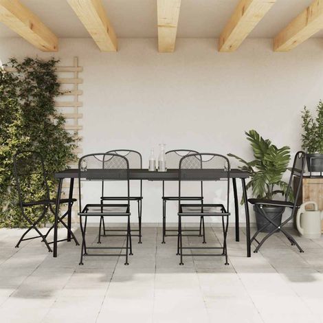 vidaXL 7 Piece Garden Dining Set Anthracite Metal Mesh (1/5)