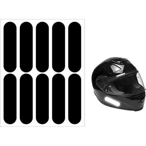 10pcs Ruban Réfléchissant Noir pour Casques Motocyclette, Autocollants Réfléchissants Sécurité Nocturne Haute-Visibilité Décalcomanies Casque pour Vélo Trotinette Poussette Adhésif & Durable (1/5)