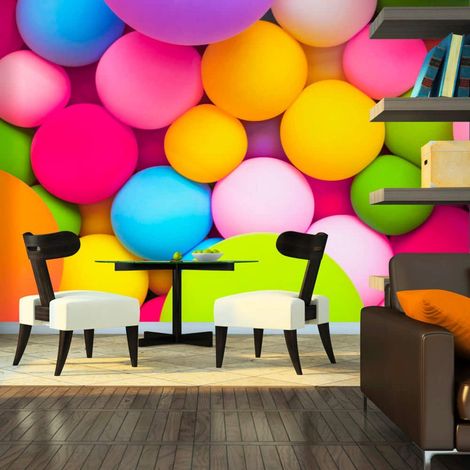 Papier peint boules colorées - 350 x 245 cm (1/4)