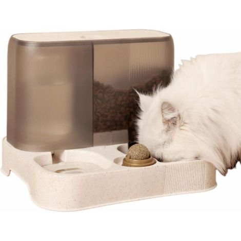 2-in-1 Automatic Dispenser, Drinking Fountain, Water Feeding Bowl for Cats, Feeding Station, Removable Feeding Bowl for Kittens, Dogs, and Cats, Supplies for (1/4)
