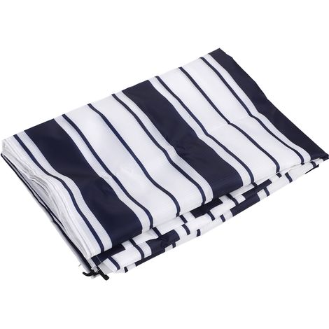 Wasserdichte, leichte und tragbare Stranddecke, ideal für Picknicks, Camping und Reisen, blau gestreift, 2 x 1,45 m. (1/4)