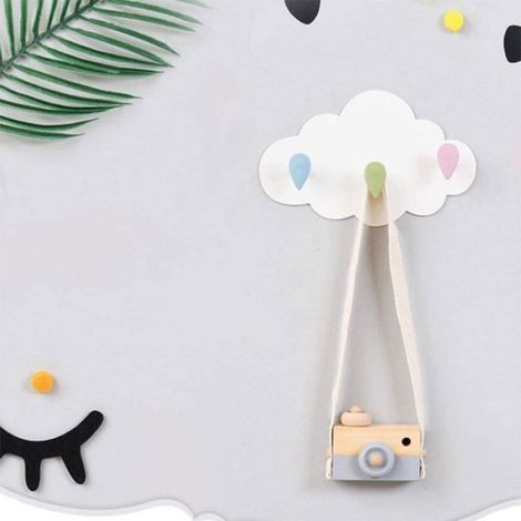 Patère pour Chambre D'enfant Crochets Porte-Manteau Enfant Nuage Installation sans Perçage Crochet Mural 3 crochets (1/4)