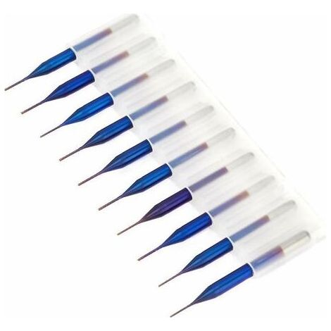 10 Stück Hartmetallfräser, blau beschichtete Wolframfräser, Schaftfräser für SCM PCB Graviermaschine (0,6 mm) (1/5)