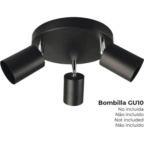 Spot à 3 projecteurs EDM - 50W - GU10 - Noir - Ampoule non incluse (1/3)