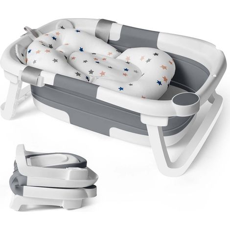 Faltbare Babybadewannenkissenstütze, faltbare Babybadewanne für Badewanne, Dusche, Kinderbadewannenverkleinerer, Sitzhängematte, Beckenverkleinerer, rutschfester Komfortstopper, Reisebadewanne für 0–3 (1/5)