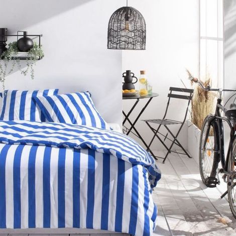 Parure di copripiumino TODAY Summer Stripes 240x220 cm Blu e Bianco (1/4)