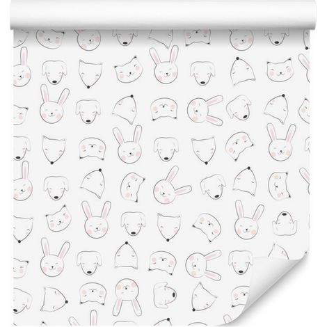 Papel pintado de conejos y perros para salón y dormitorio, 50x1000 cm. (1/5)